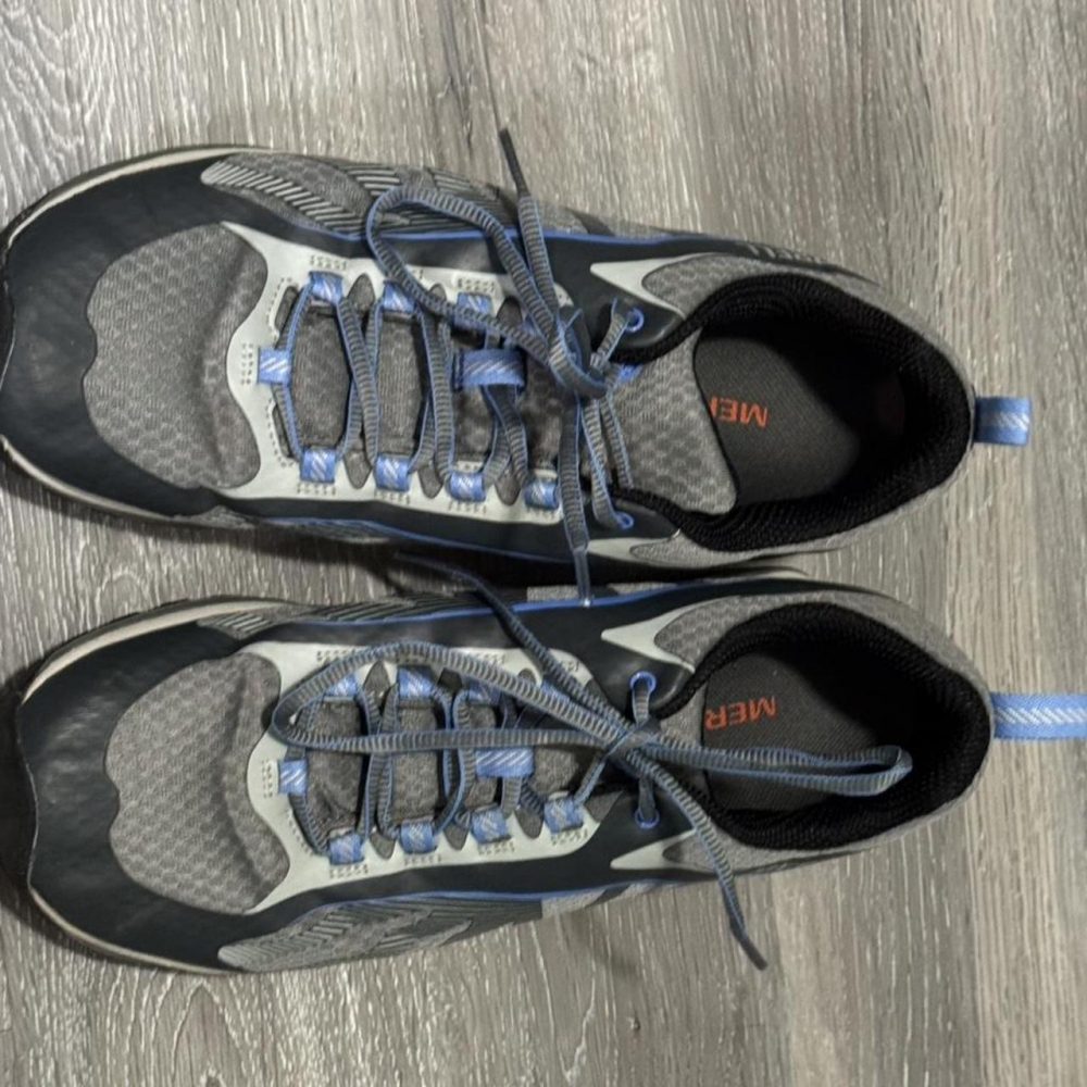 Merrell Women's Gray Blue Black Mesh Low Top Athletic Hiking Shoes
